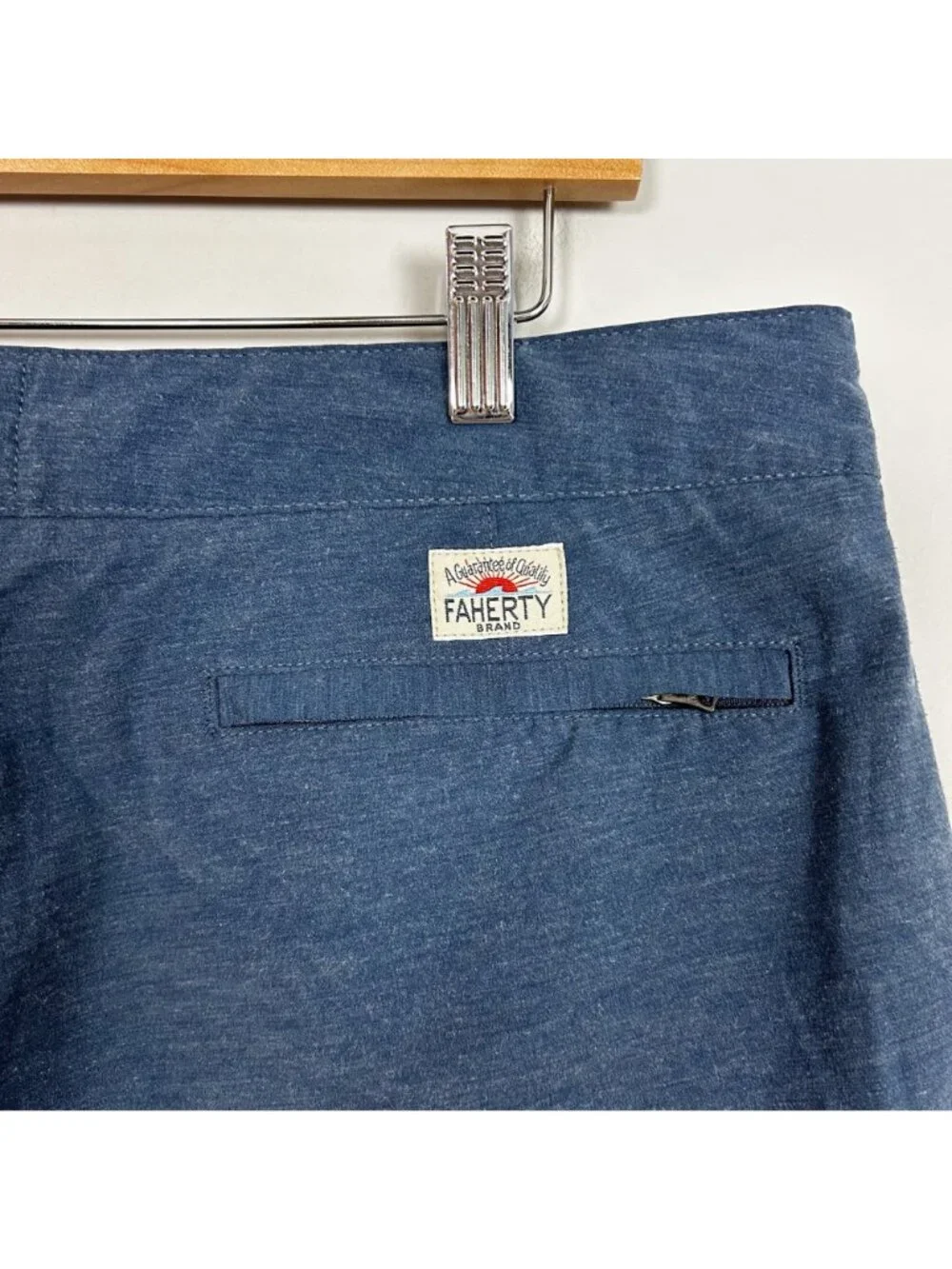 Faherty All Day Shorts Blue Stretch Drawstring Casual Performance Size 34 Men's